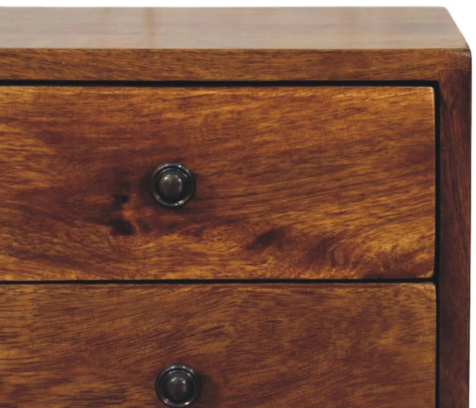 Artisan Furniture Riešutmedžio atspalvio naktinis staliukas su 2 stalčiais, 30 cm