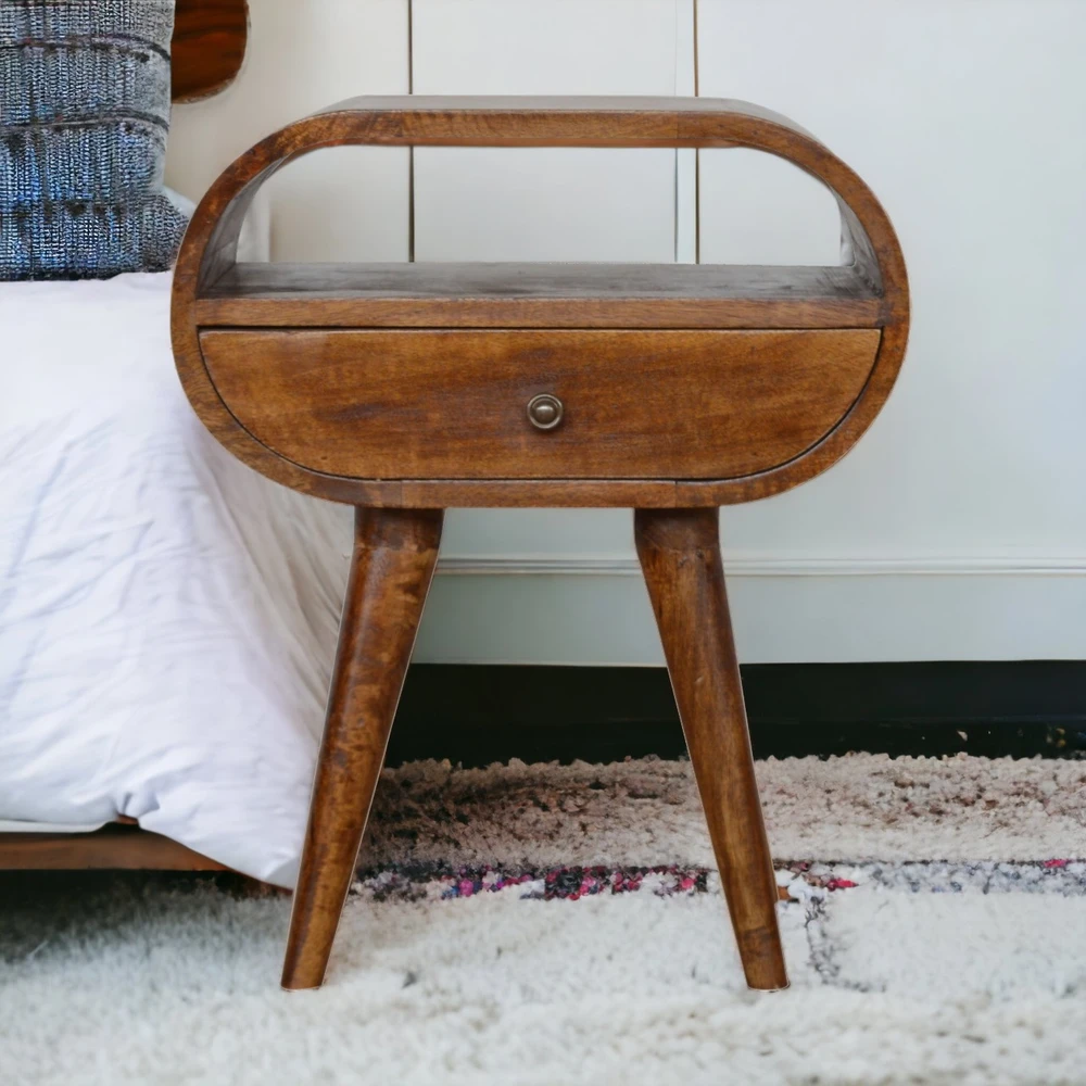 Artisan Furniture Riešutmedžio atspalvio naktinis staliukas su 1 stalčiumi, 45 cm