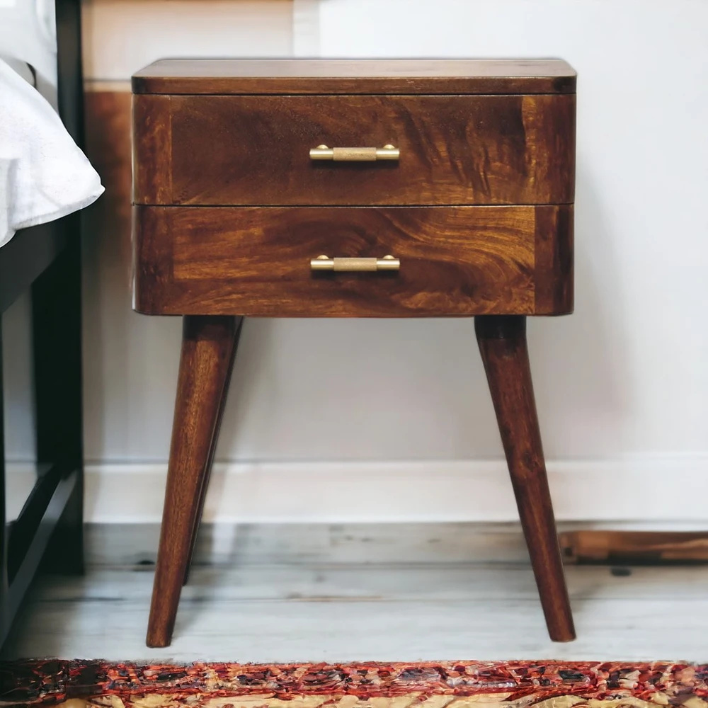 Artisan Furniture Riešutmedžio atspalvio Nordic naktinis staliukas