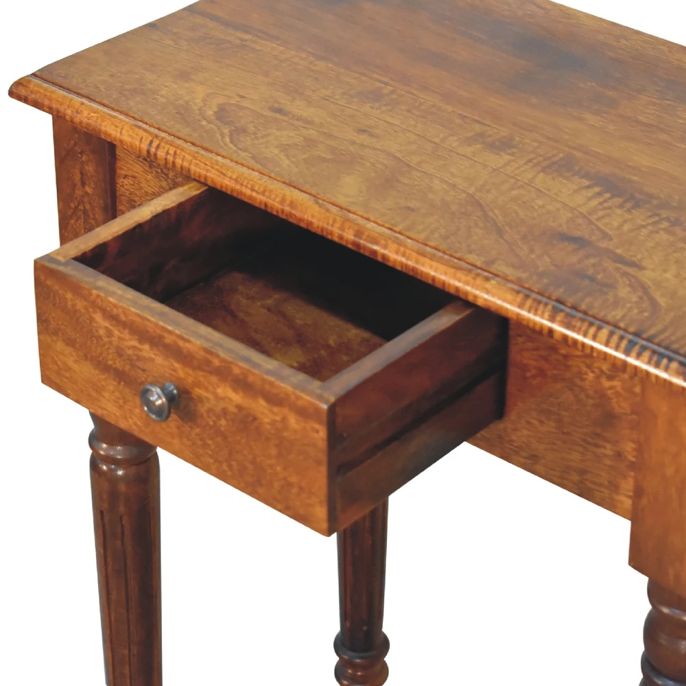 Artisan Furniture Riešutmedžio rašomasis stalas su tekintomis kojomis