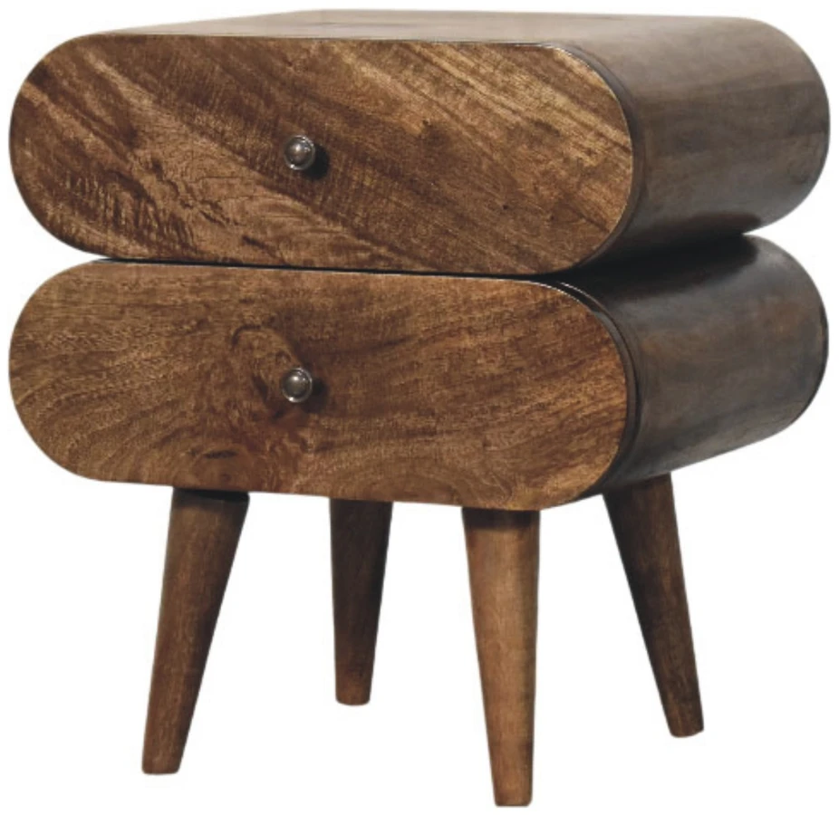 Artisan Furniture Slimline -Drawer mango medienos naktinis staliukas su 2 stalčiais