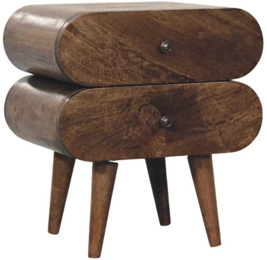 Artisan Furniture Slimline -Drawer mango medienos naktinis staliukas su 2 stalčiais