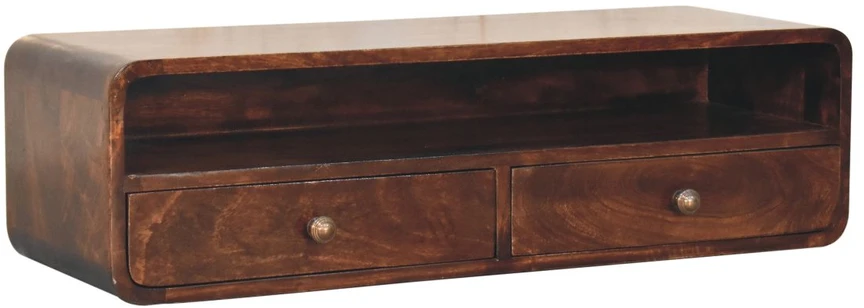 Artisan Furniture Sieninis atviras mango medienos konsolinis staliukas, Kalifornijos riešutmedžio atspalvio