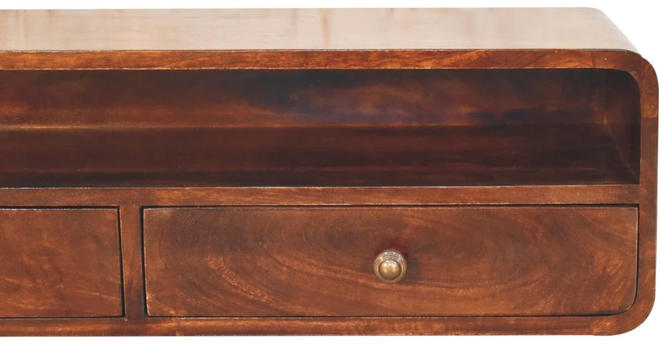 Artisan Furniture Sieninis atviras mango medienos konsolinis staliukas, Kalifornijos riešutmedžio atspalvio