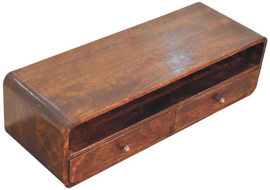 Artisan Furniture Sieninis atviras mango medienos konsolinis staliukas, Kalifornijos riešutmedžio atspalvio