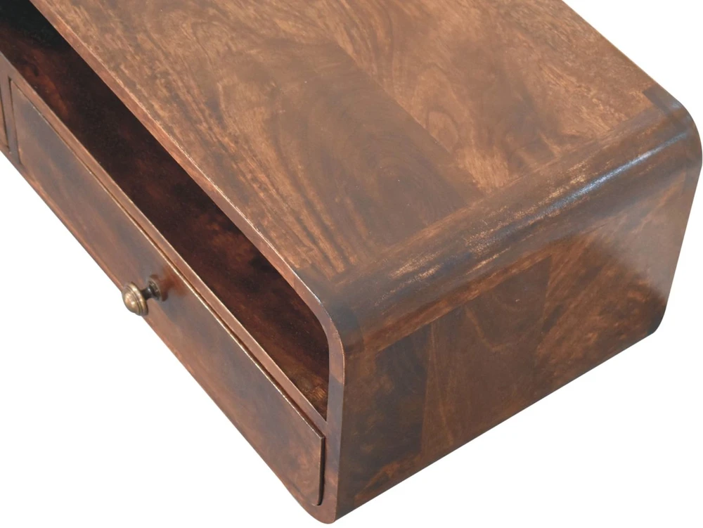 Artisan Furniture Sieninis atviras mango medienos konsolinis staliukas, Kalifornijos riešutmedžio atspalvio