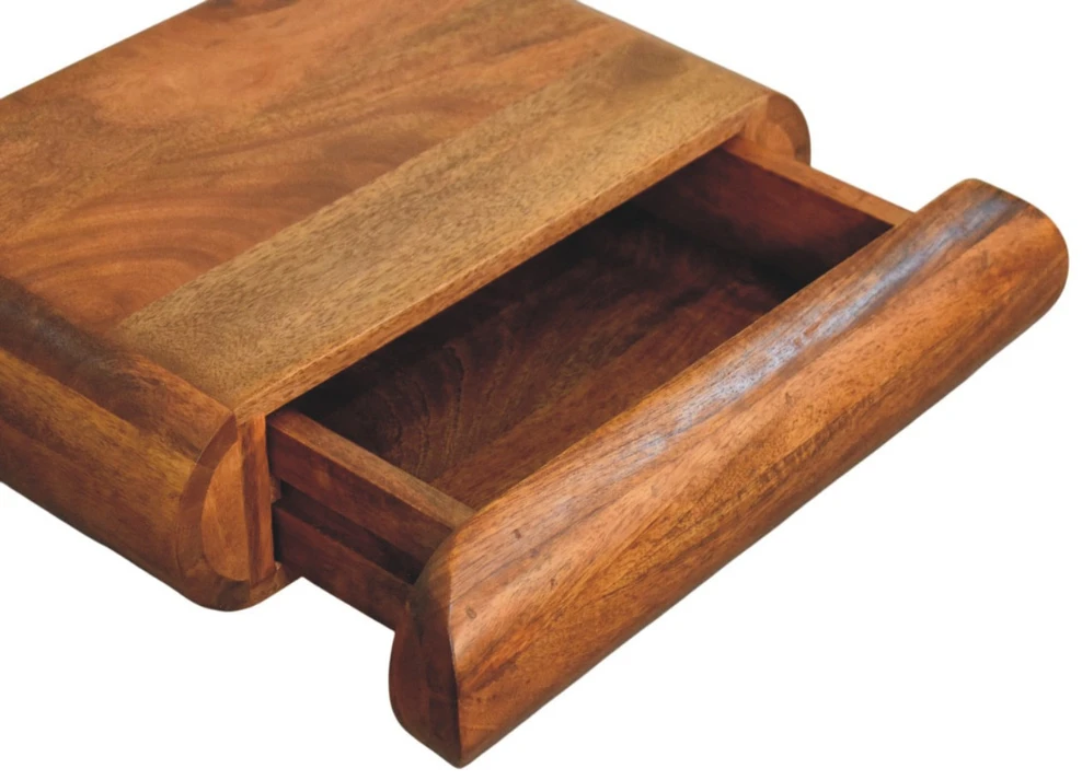Artisan Furniture Solis prie sienos montuojamas mango medienos naktinis staliukas