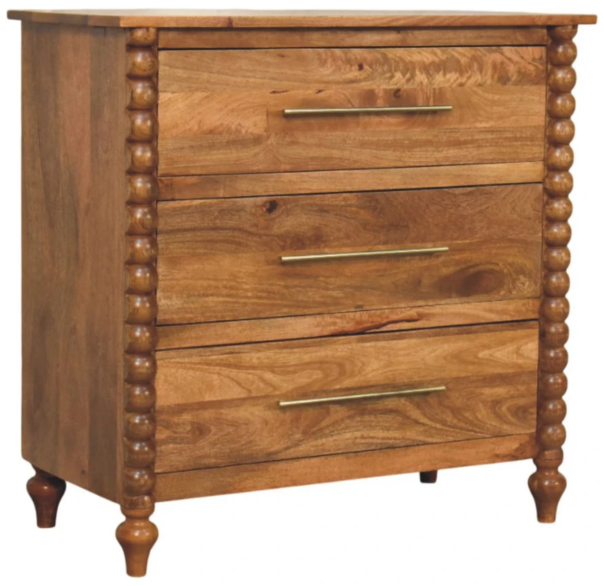 Artisan Furniture Spindle -Drawer mango medienos komoda su 3 stalčiais