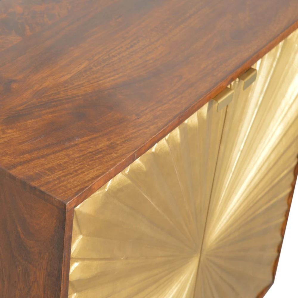 Artisan Furniture Manila Gold mango medienos spintelė su žalvario spalvos detalėmis