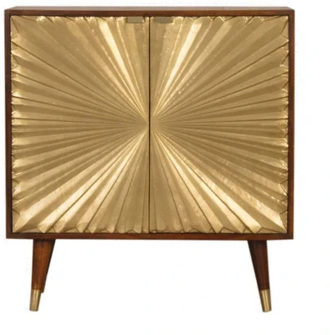 Artisan Furniture Manila Gold mango medienos spintelė su žalvario spalvos detalėmis