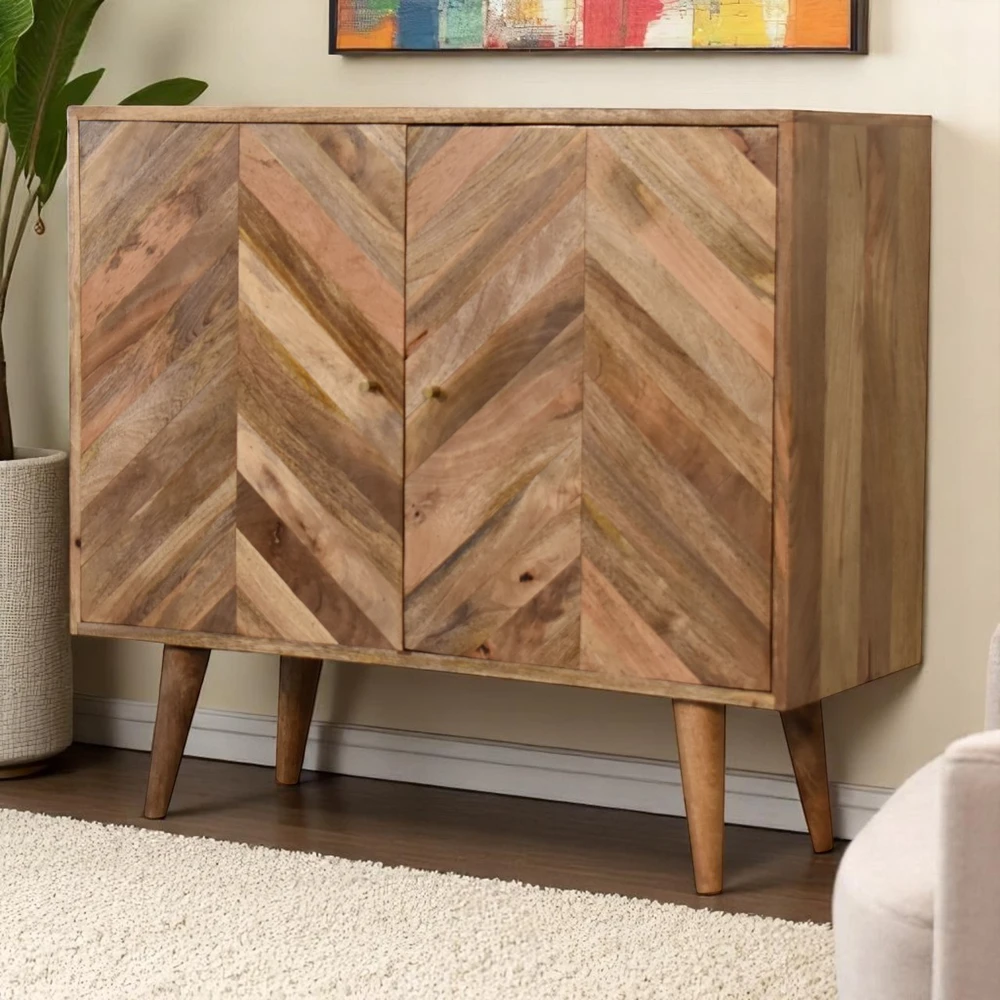 Artisan Furniture Manila Gold mango medienos spintelė su žalvario spalvos detalėmis