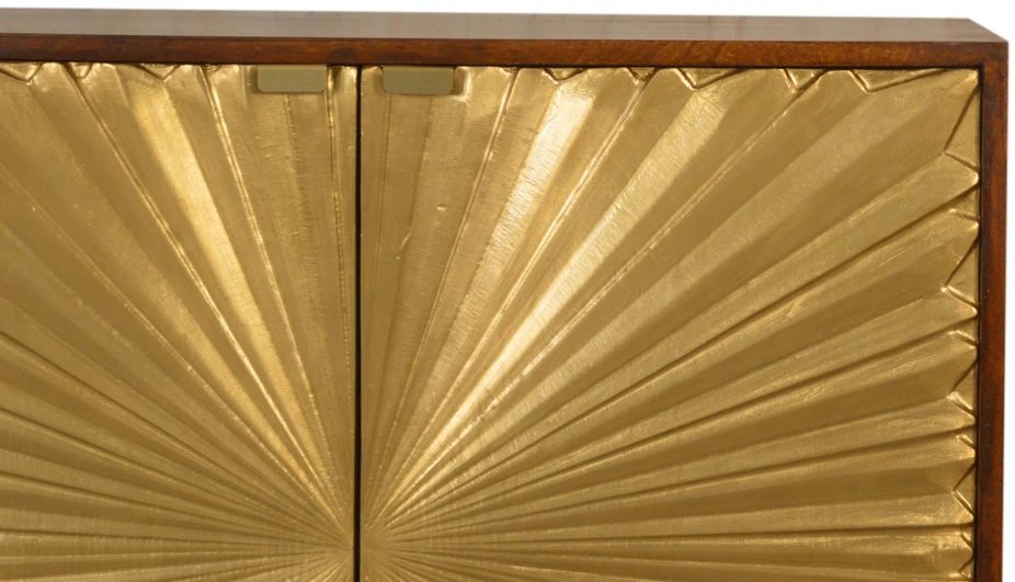 Artisan Furniture Manila Gold mango medienos spintelė su žalvario spalvos detalėmis