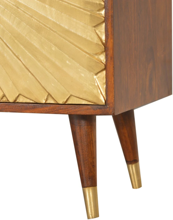 Artisan Furniture Manila Gold mango medienos spintelė su žalvario spalvos detalėmis