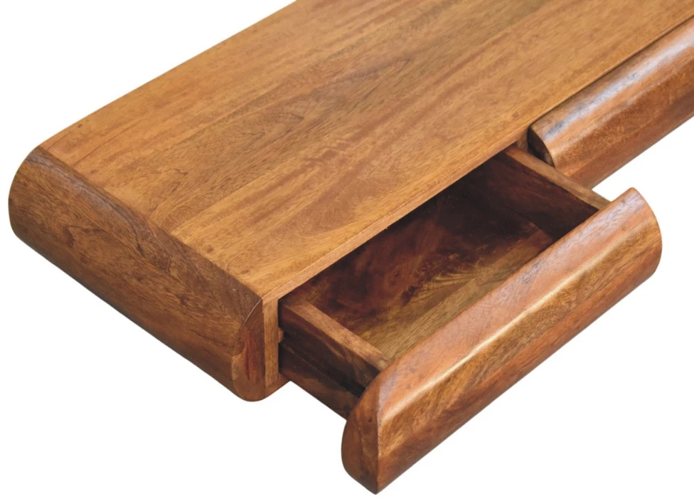 Artisan Furniture Trigubas Solis prie sienos montuojamas mango medienos konsolinis staliukas