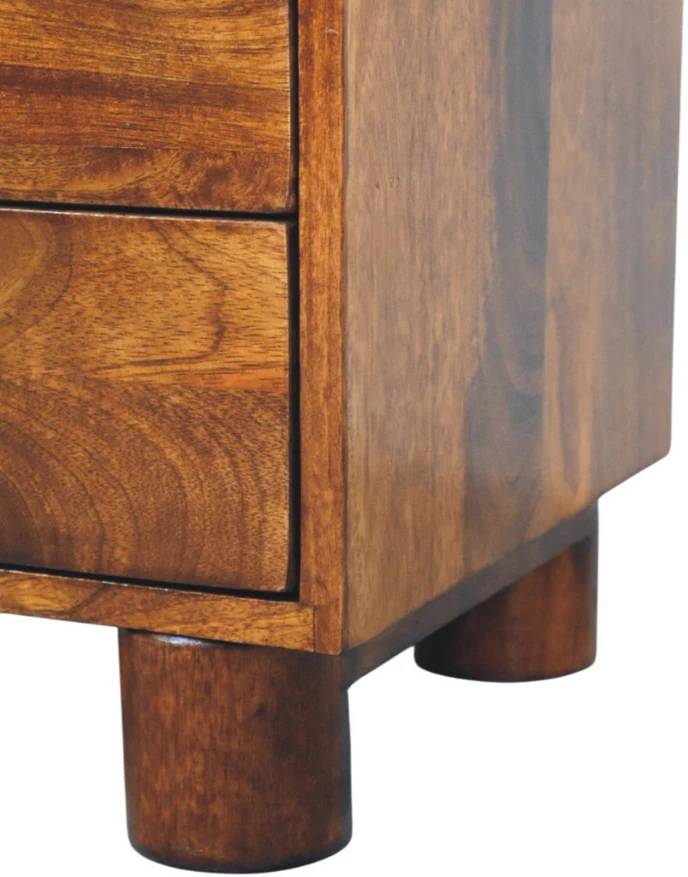 Artisan Furniture Tula mango medienos naktinis staliukas su 2 stalčiais, kaštono atspalvio