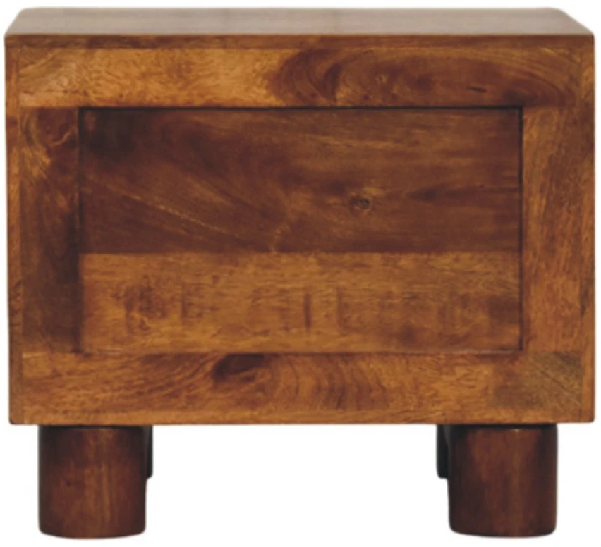 Artisan Furniture Tula mango medienos naktinis staliukas su 2 stalčiais, kaštono atspalvio