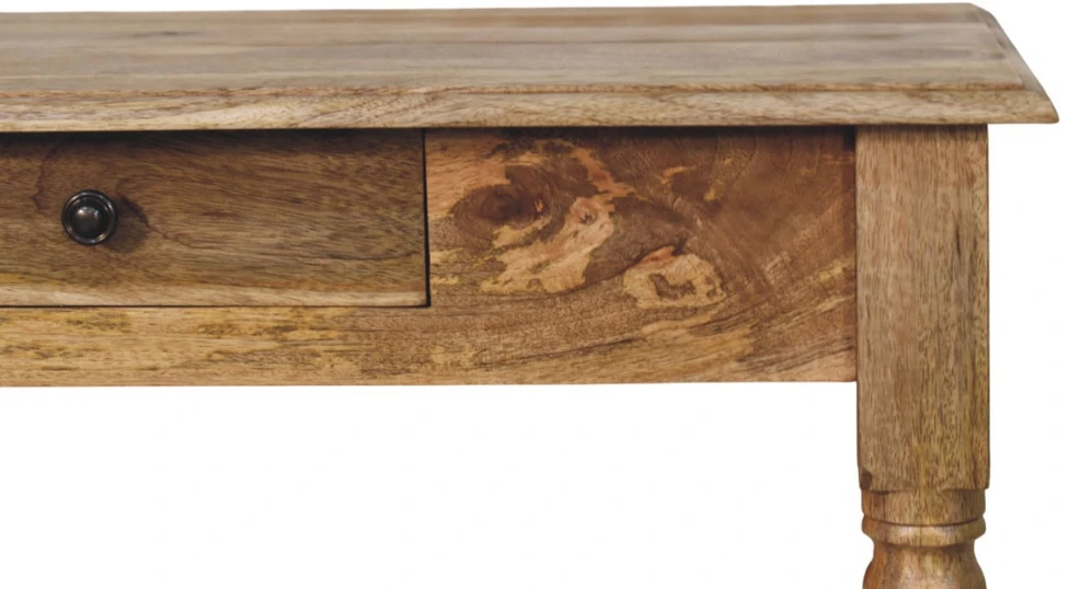 Artisan Furniture Turned Leg mango medienos rašomasis stalas, ąžuolo atspalvio