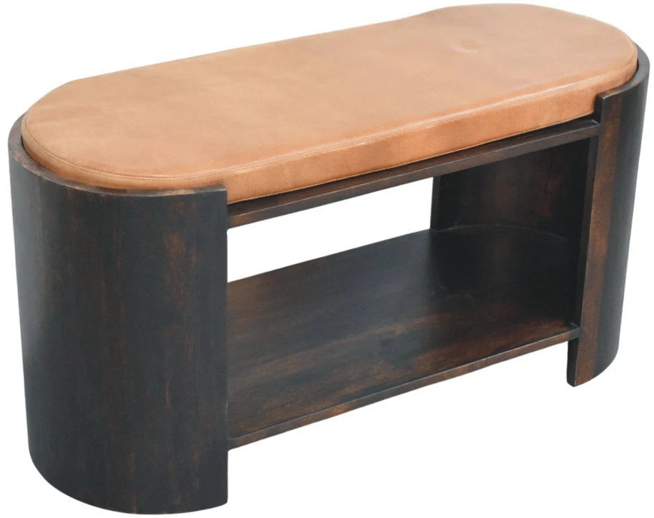 Artisan Furniture Valencia Leather Shoe mango medienos suoliukas