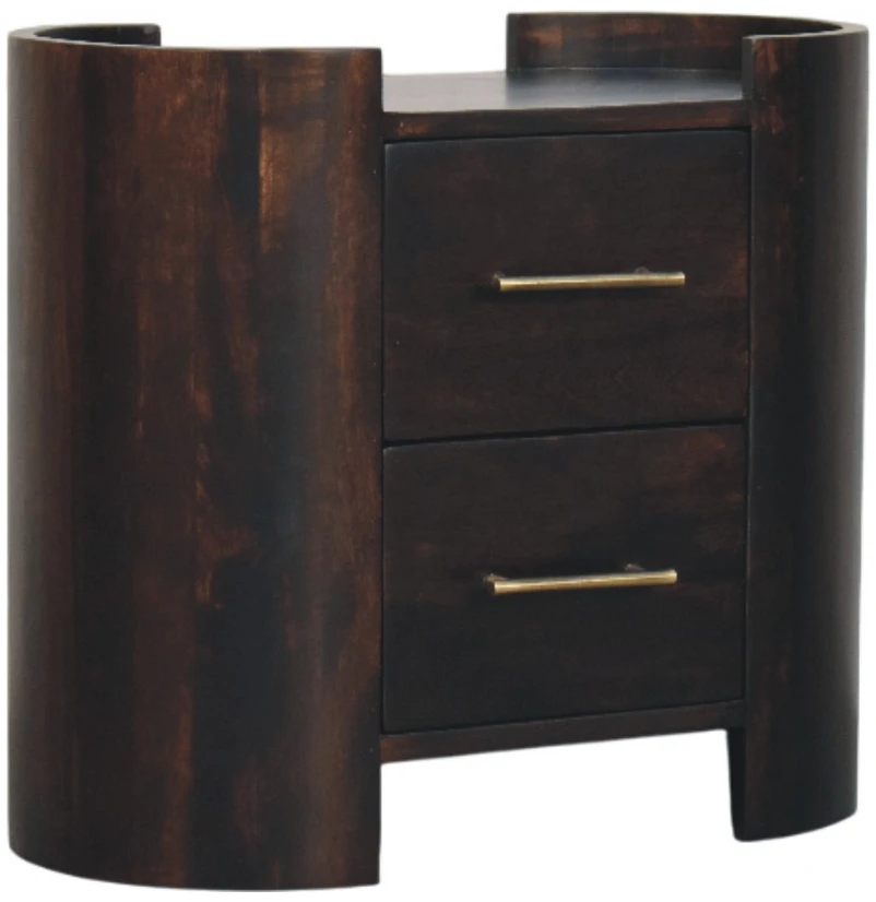 Artisan Furniture Valencia Two-Drawer mango medienos naktinis staliukas su 2 stalčiais