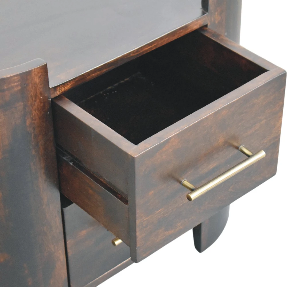 Artisan Furniture Valencia Two-Drawer mango medienos naktinis staliukas su 2 stalčiais