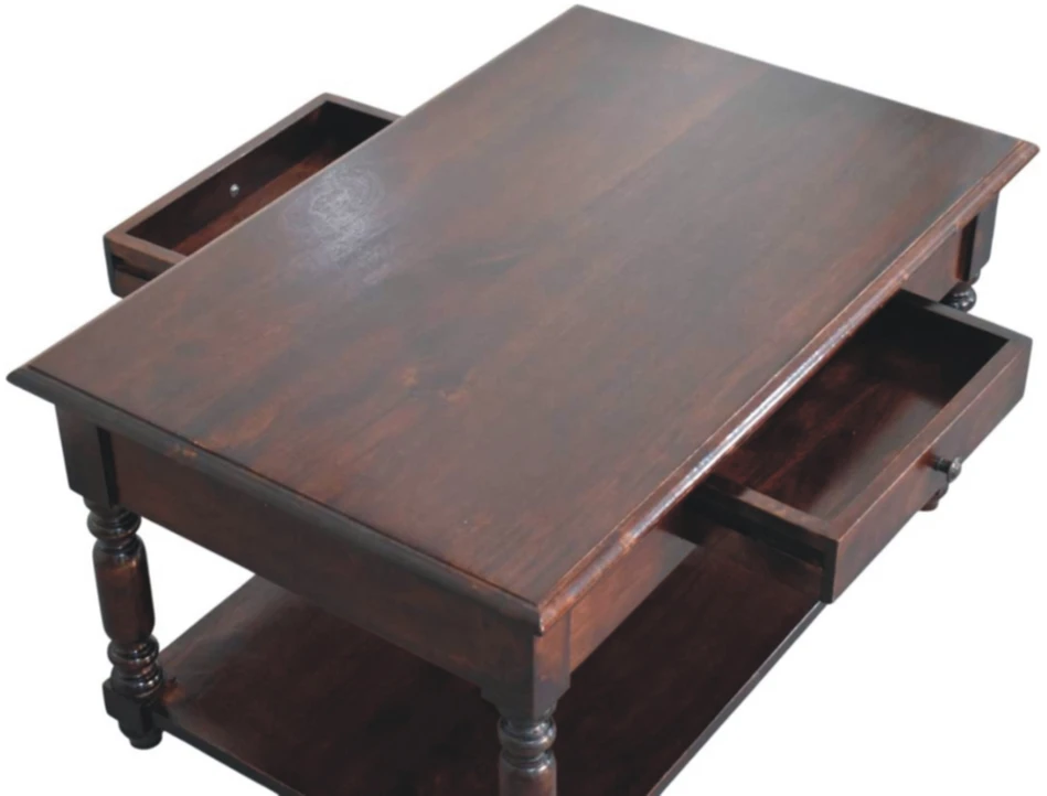 Artisan Furniture Vyšnios atspalvio konsolinis staliukas su tekintomis kojelėmis