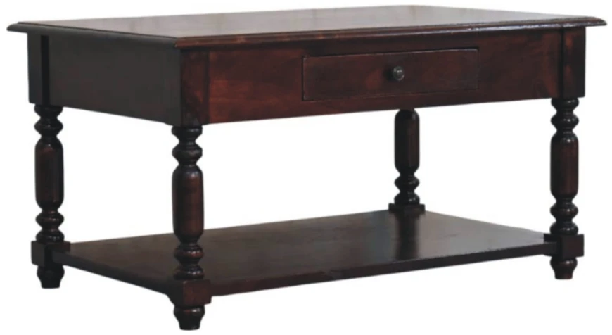 Artisan Furniture Vyšnios atspalvio konsolinis staliukas su tekintomis kojelėmis