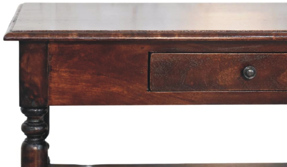 Artisan Furniture Vyšnios atspalvio konsolinis staliukas su tekintomis kojelėmis