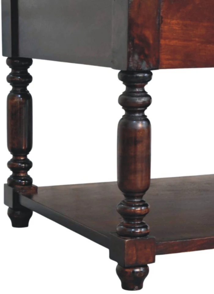 Artisan Furniture Vyšnios atspalvio konsolinis staliukas su tekintomis kojelėmis