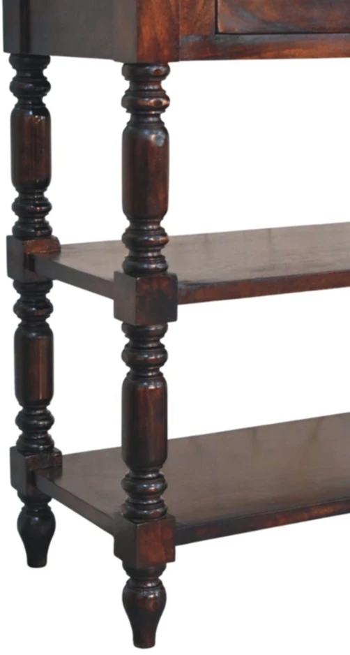 Artisan Furniture Vyšnios atspalvio šoninis staliukas su tekintomis kojelėmis