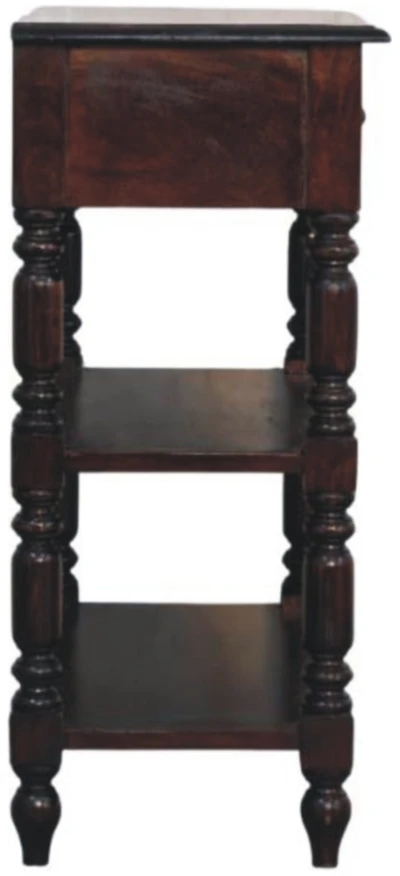 Artisan Furniture Vyšnios atspalvio šoninis staliukas su tekintomis kojelėmis