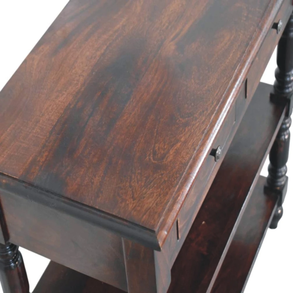 Artisan Furniture Vyšnios atspalvio šoninis staliukas su tekintomis kojelėmis