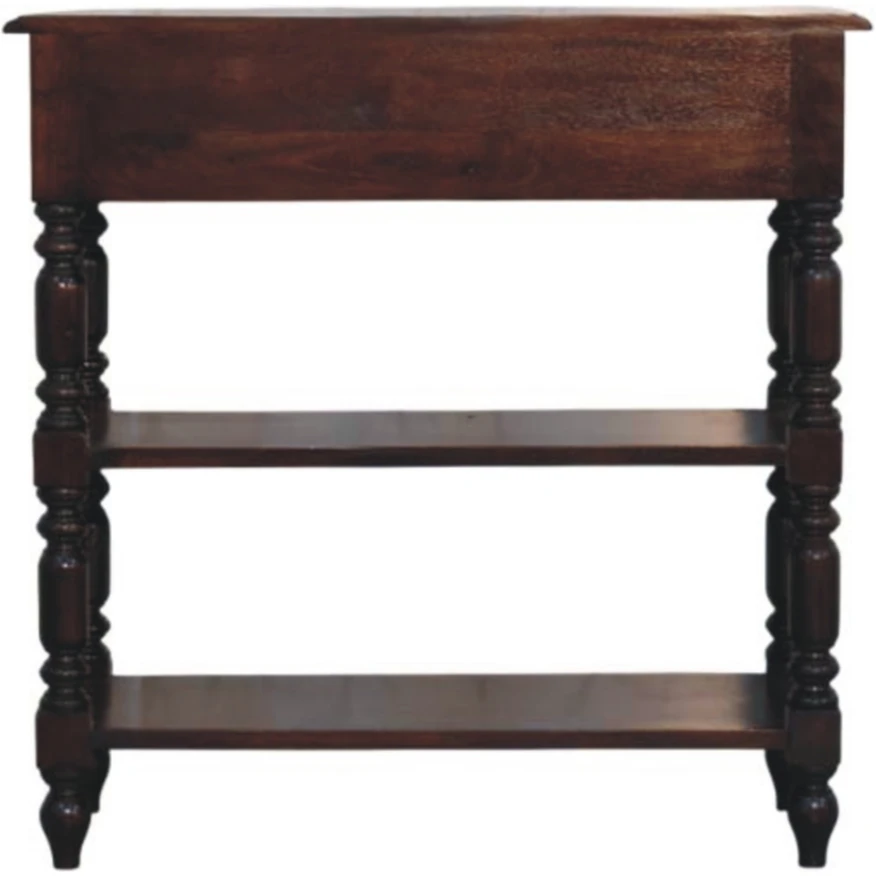 Artisan Furniture Vyšnios atspalvio šoninis staliukas su tekintomis kojelėmis