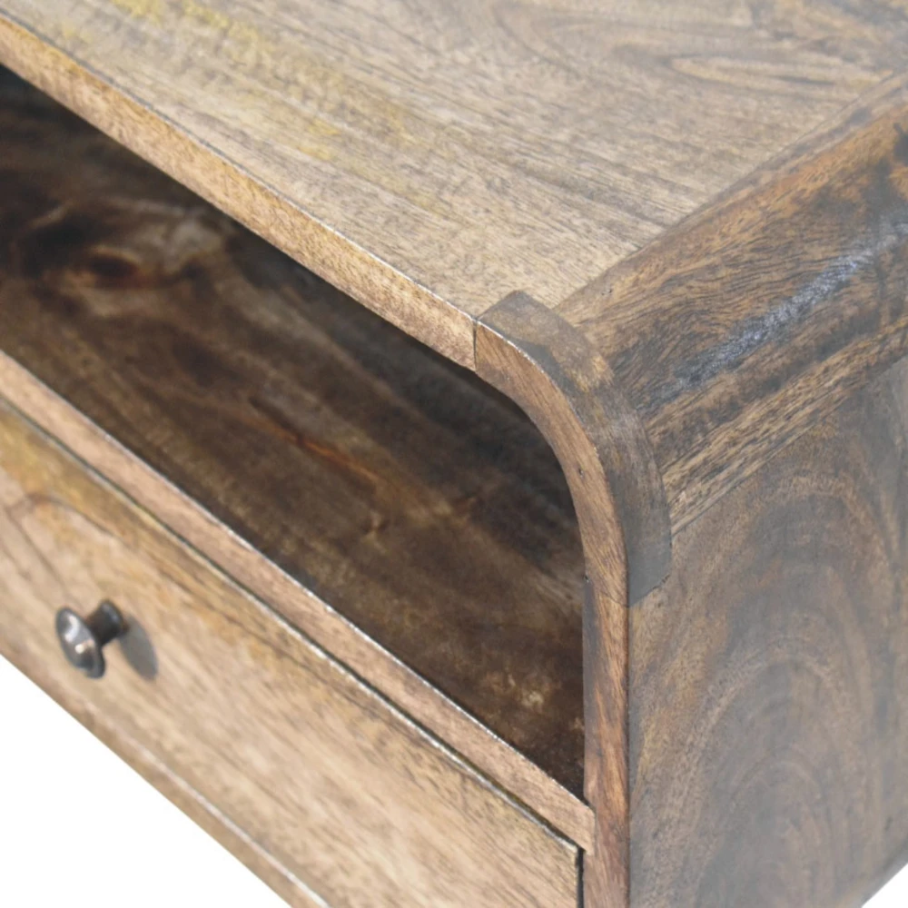 Artisan Furniture Wall-Mount mango medienos naktinis staliukas ir atvira lentyna