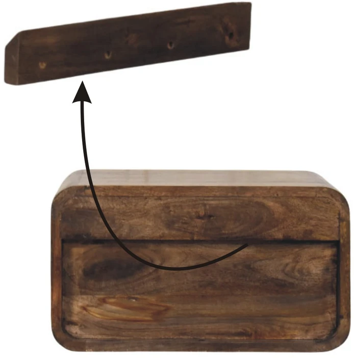 Artisan Furniture Wall-Mount mango medienos naktinis staliukas ir atvira lentyna