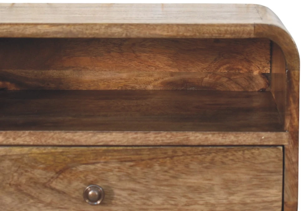 Artisan Furniture Wall-Mount mango medienos naktinis staliukas ir atvira lentyna