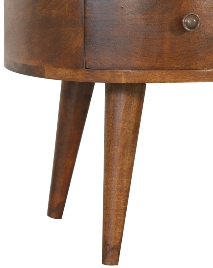 Artisan Furniture Wave mango medienos kavos staliukas su stalčiumi ir lentyna, kaštono atspalvio