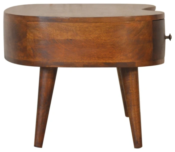 Artisan Furniture Wave mango medienos kavos staliukas su stalčiumi ir lentyna, kaštono atspalvio