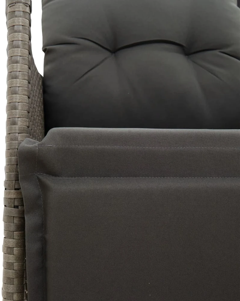Atlošiama dvivietė sodo sofa su staliuku, pilka, poliratanas
