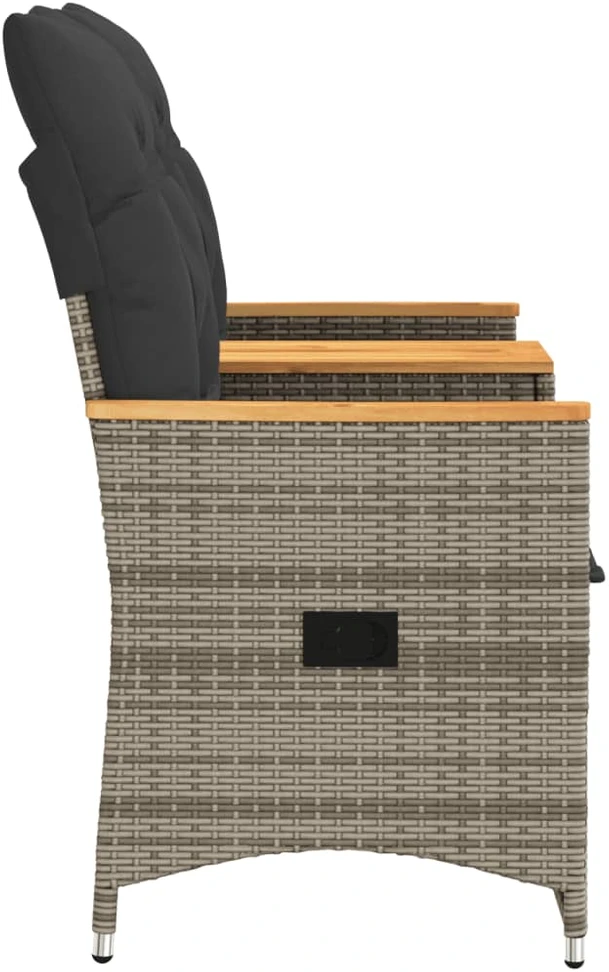 Atlošiama dvivietė sodo sofa su staliuku, pilka, poliratanas
