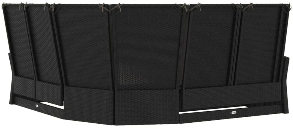 Lauko baldų komplektas Atlošiama kampinė sofa su pagalvėlėmis, juoda, poliratanas