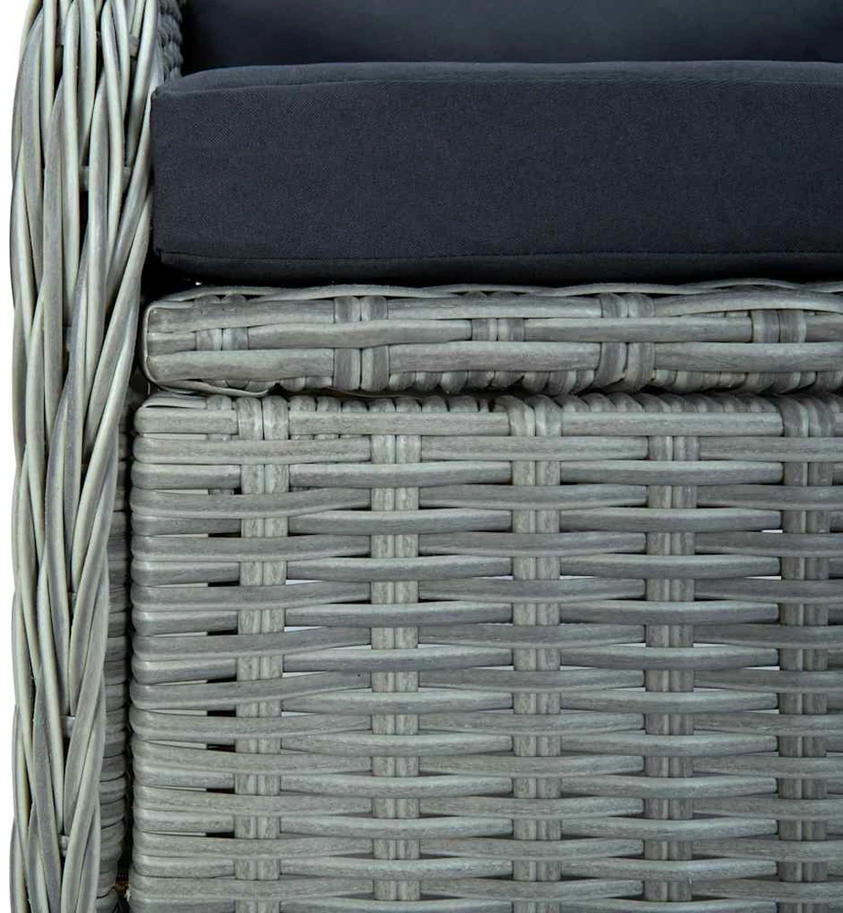 Atlošiama sodo kėdė su pagalvėlėmis, pilka, poliratanas