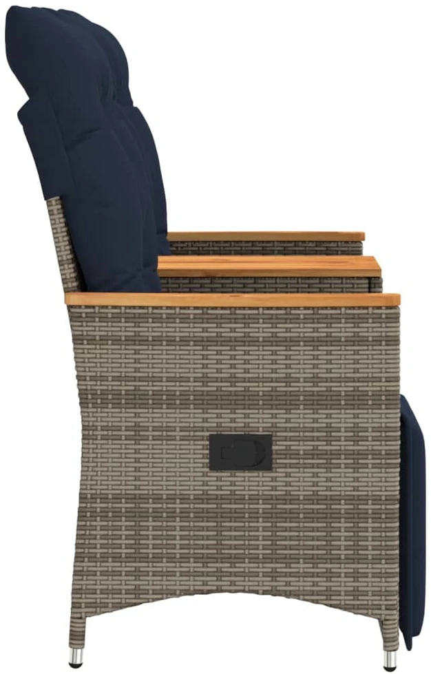 Atlošiama sodo sofa, 2 vietų, su staliuku, pilka, polirotangas