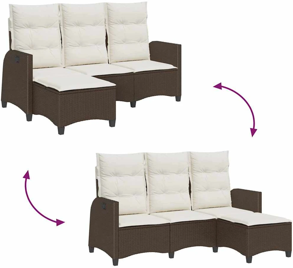 Atlošiama sodo sofa su pagalvėlėmis L formos ruda