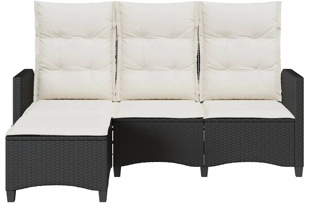 Atlošiama sodo sofa su pagalvėlėmis L formos smėlio juodas