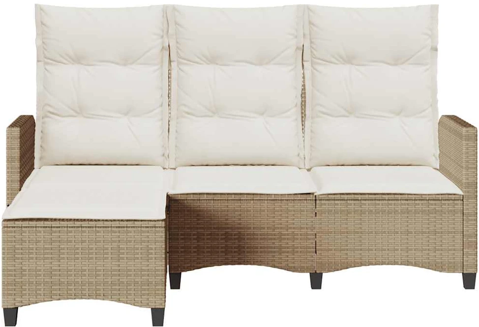 Atlošiama sodo sofa su pagalvėlėmis L formos smėlio spalvos