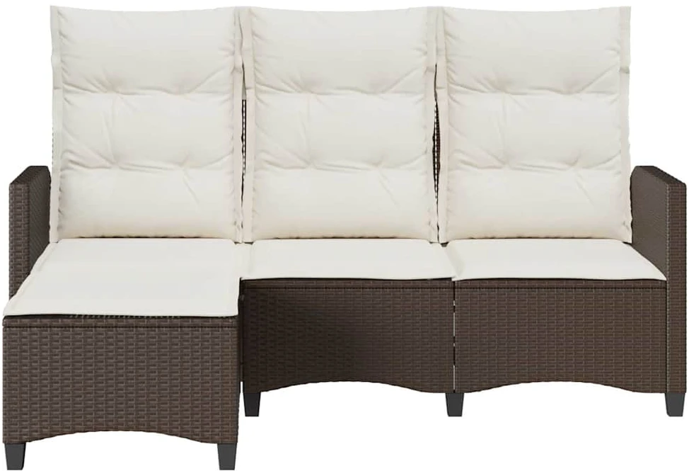 Atlošiama sodo sofa su pagalvėlėmis L formos ruda