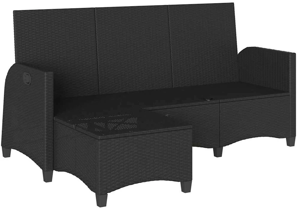 Atlošiama sodo sofa su pagalvėlėmis L formos smėlio juodas