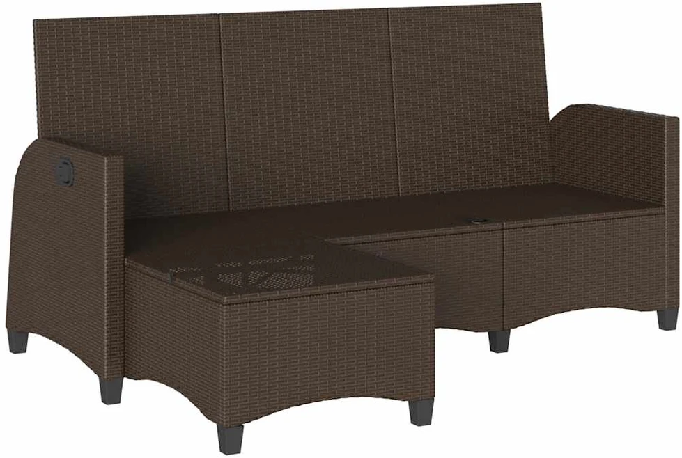 Atlošiama sodo sofa su pagalvėlėmis L formos ruda