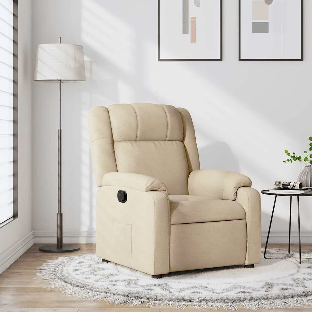 Fotelis Atlošiamas krėslas, kreminės spalvos, audinys