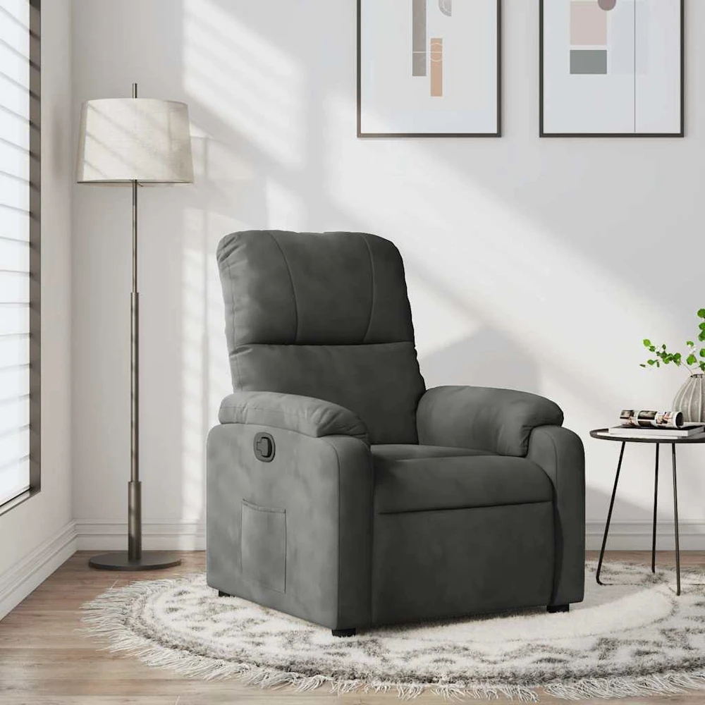 Fotelis Atlošiamas krėslas, tamsiai pilkas, mikropluošto audinys
